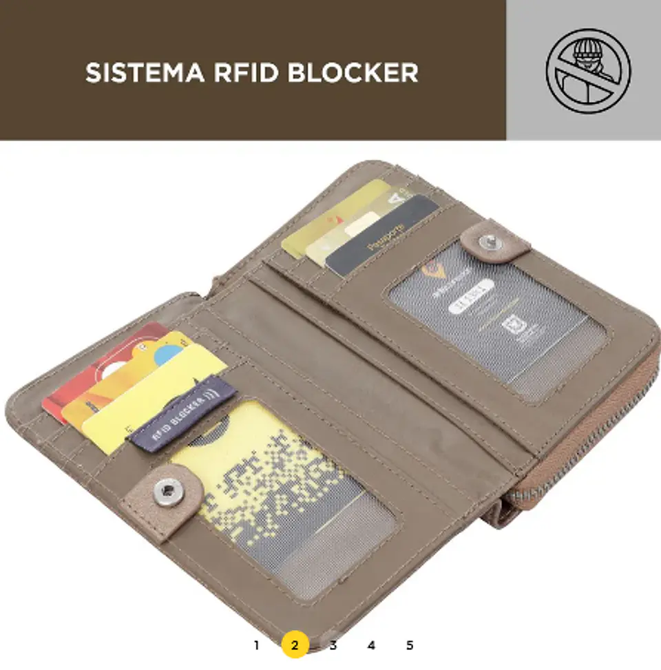 Billetera Pu Leather Rfid Sepia 5