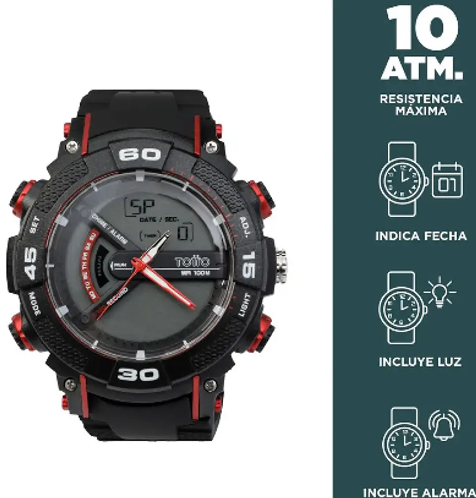 Reloj Analogo Digital 10 Atm Bolo 2