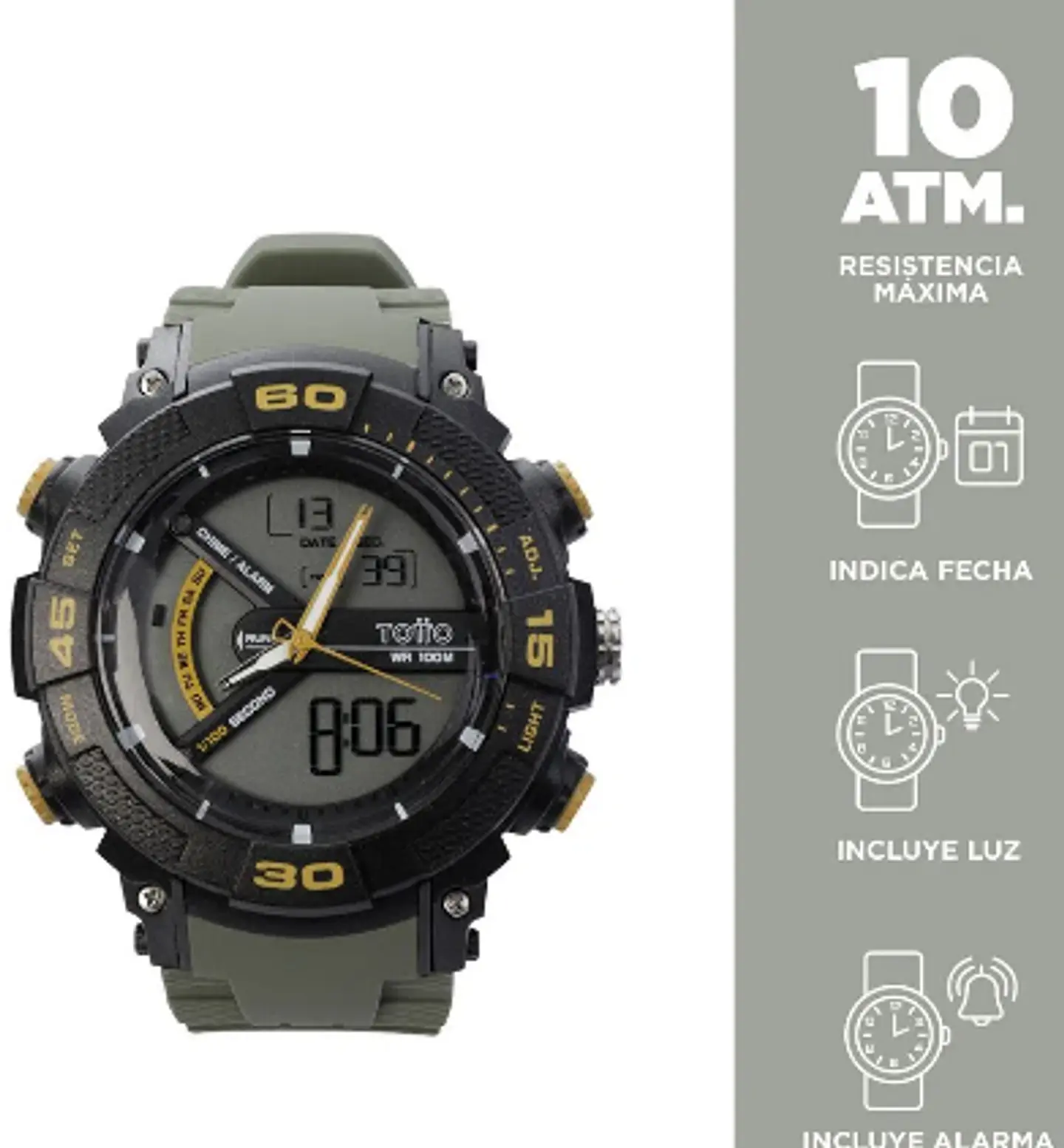 Reloj Analogo Digital 10 Atm Bolo 6