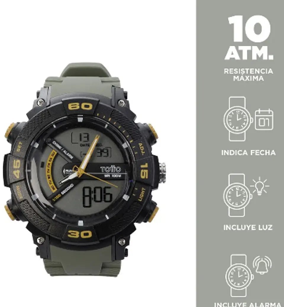 Reloj Analogo Digital 10 Atm Bolo 6