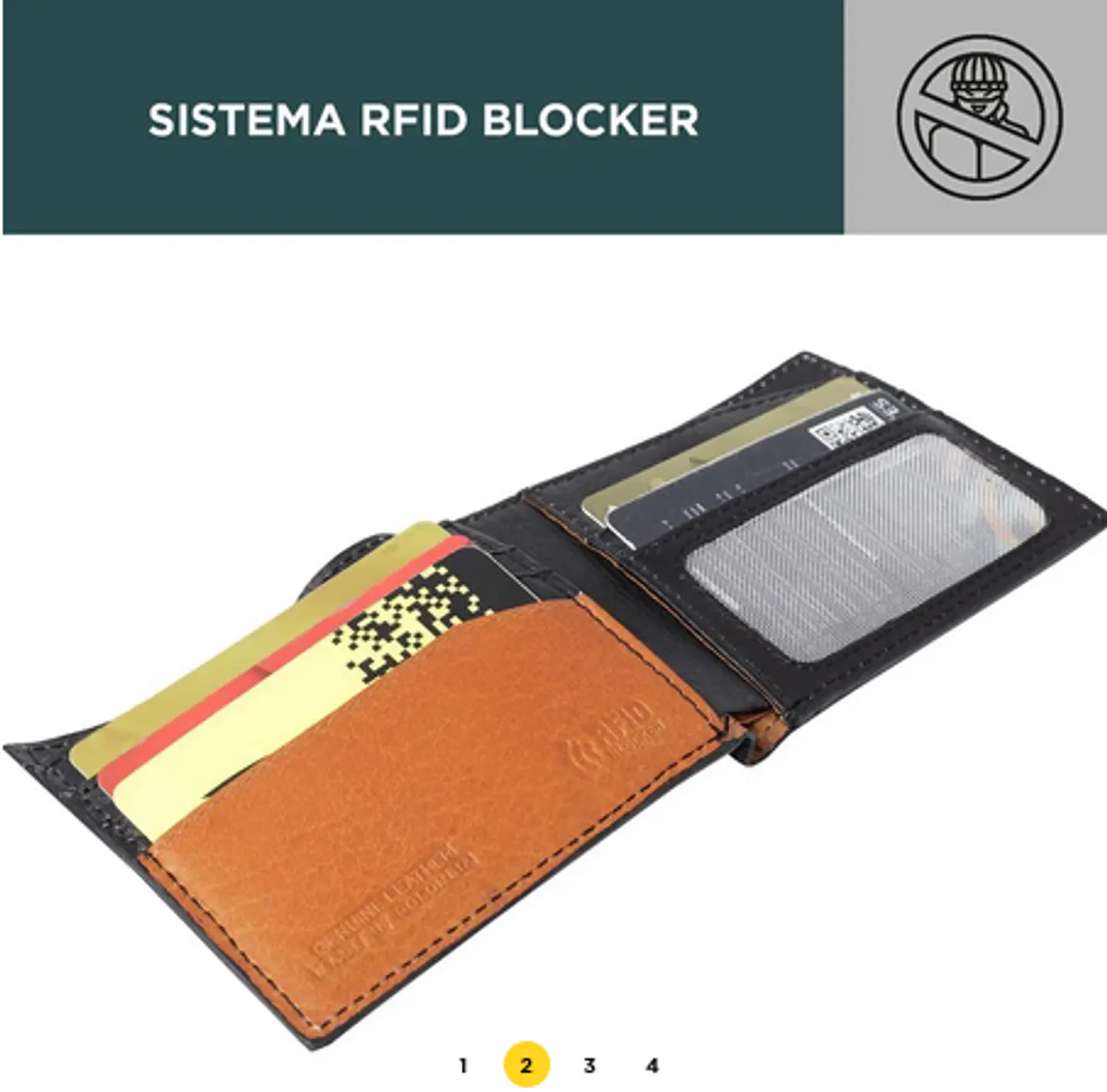Billetera 100% Cuero Con Rfid Blocker Malik 2