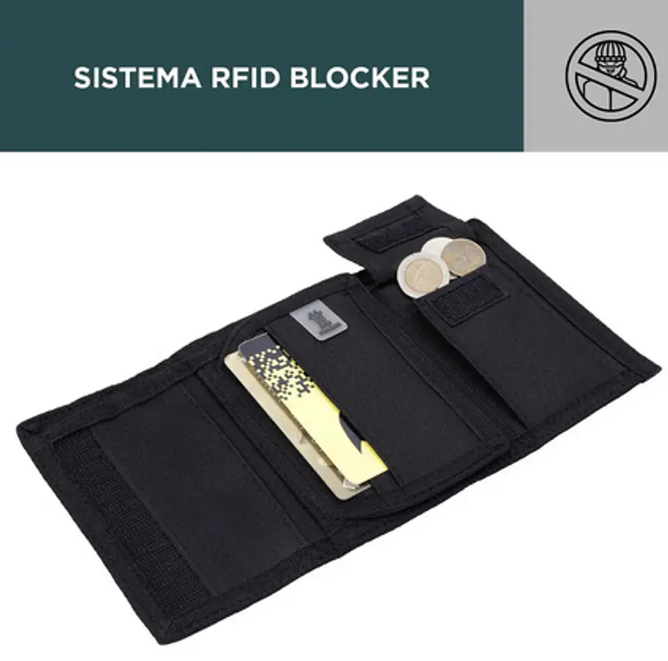 Billetera Lona Rfid Con Cadena Meeting 24