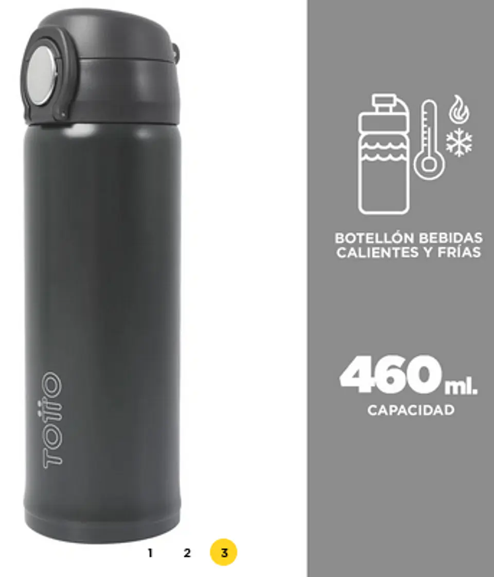 Botellón Metálico Con Botón Automático Miyako  3