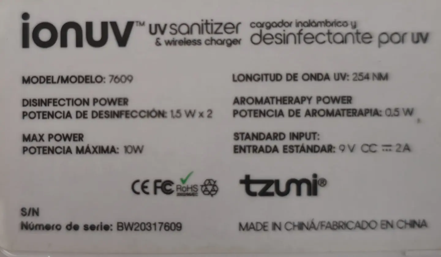 Cargador Desinfectante por UV  X10W 6