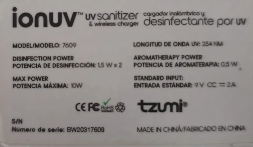 Cargador Desinfectante por UV  X10W 6