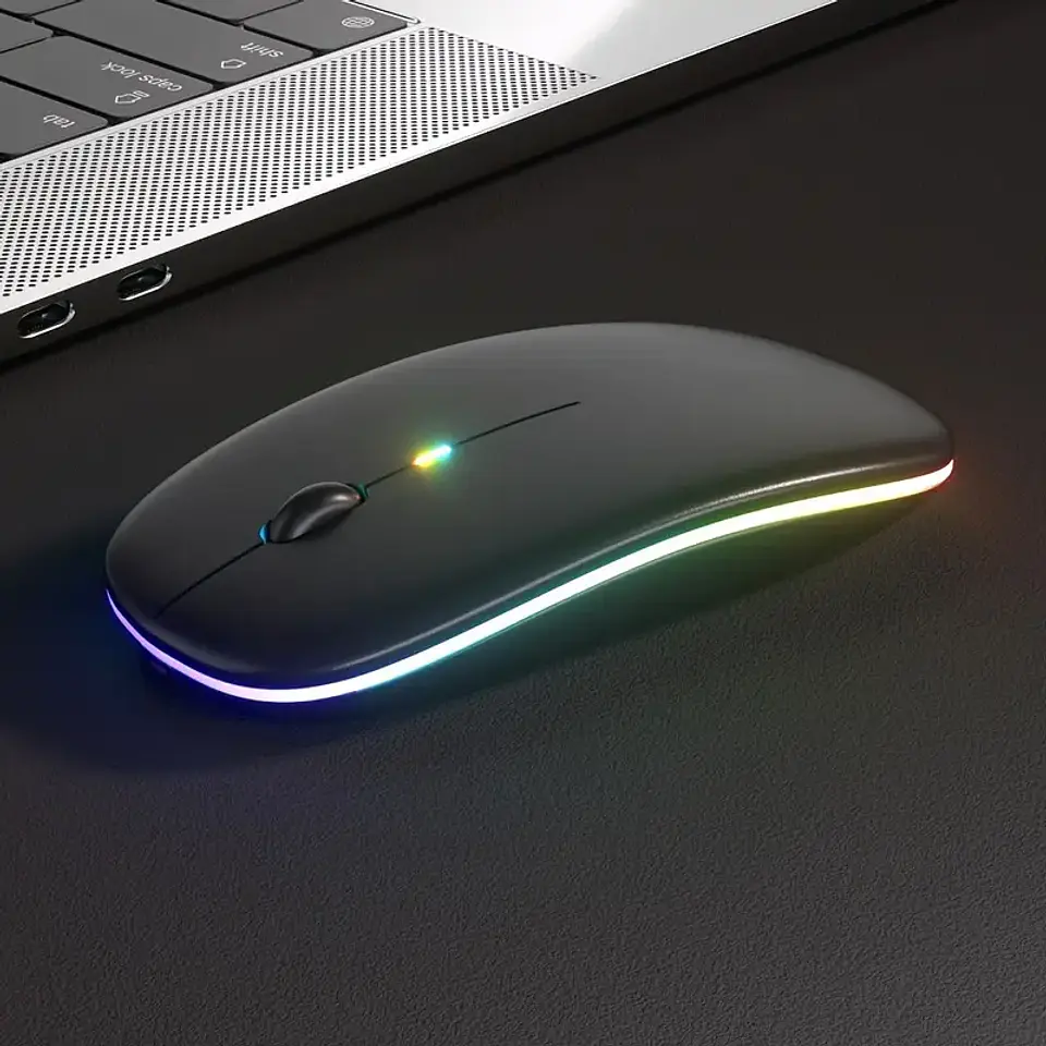 Mouse Inalámbrico Bluetooth Pc Cel Tablet Recargable Negro 2