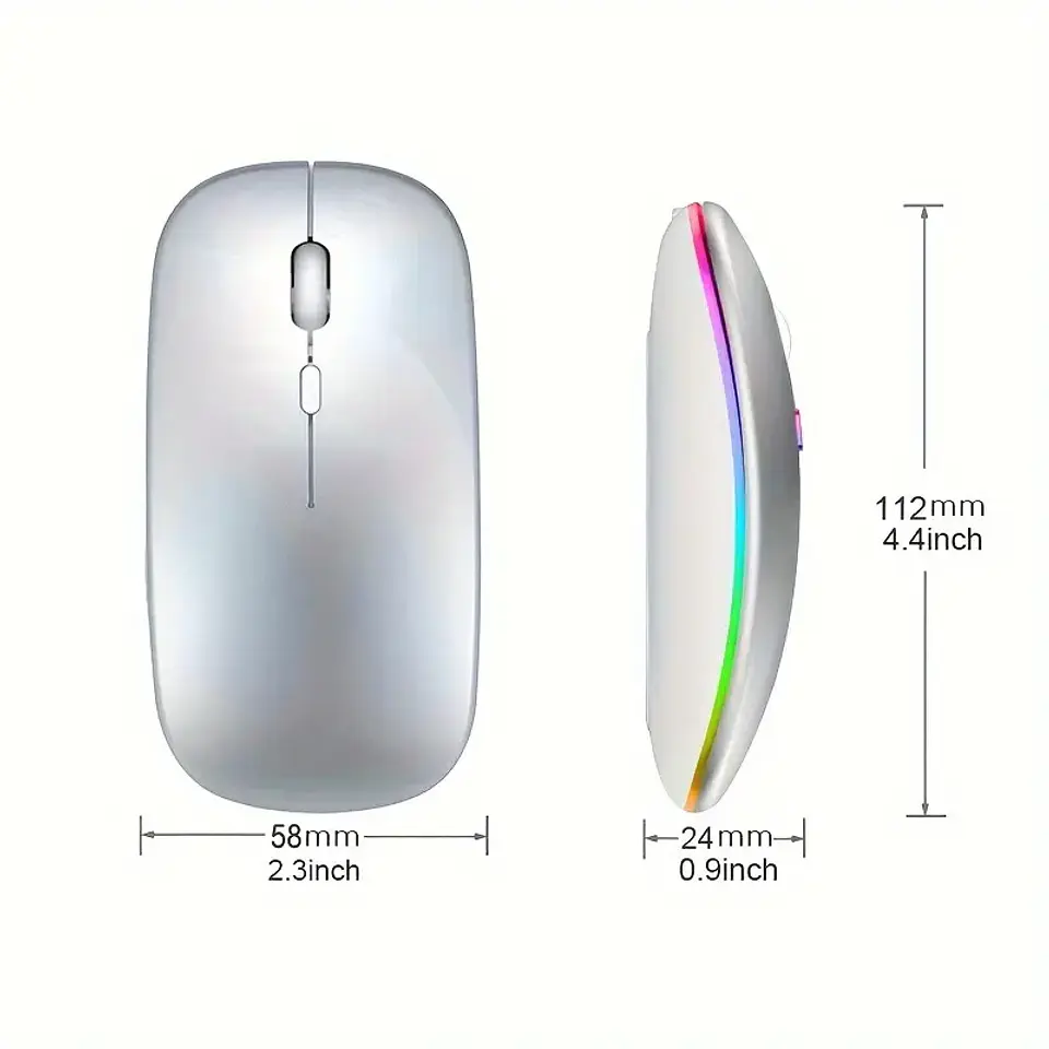 Mouse Inalámbrico Bluetooth Pc Cel Tablet Recargable Negro 8
