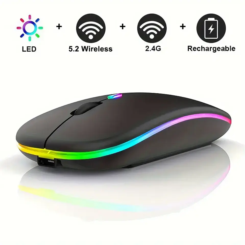 Mouse Inalámbrico Bluetooth Pc Cel Tablet Recargable Negro 1