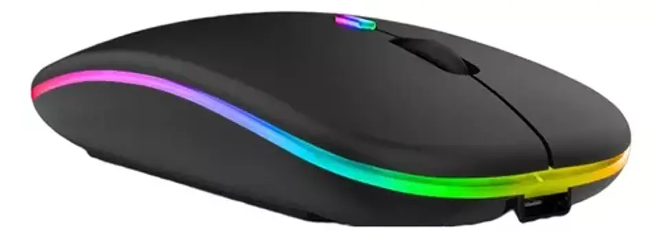 Mouse Inalámbrico Bluetooth Pc Cel Tablet Recargable Negro 11