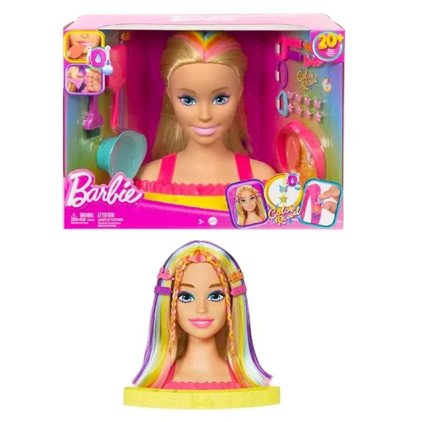 Barbie Styling Head Muñeca Arcoíris Neón Rubia - Accesorios 1