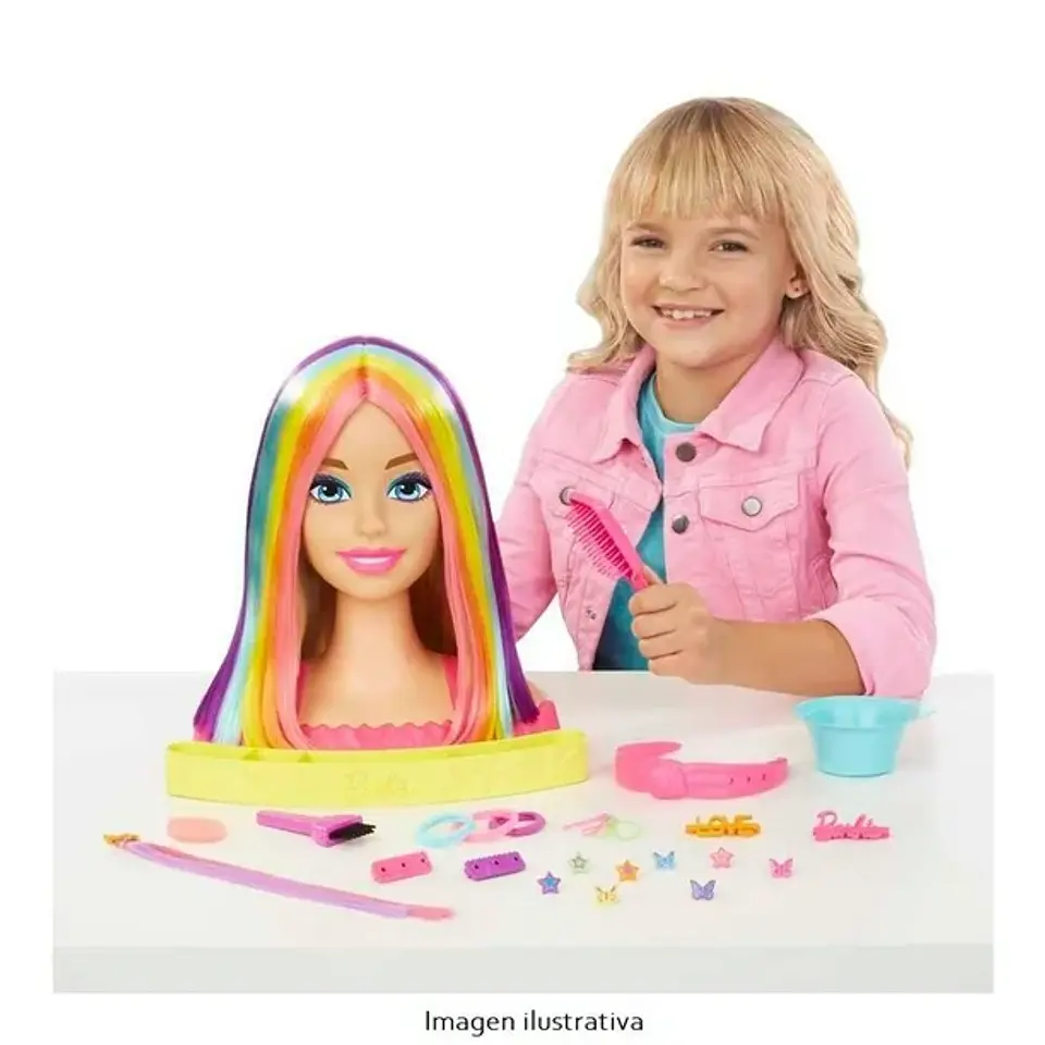 Barbie Styling Head Muñeca Arcoíris Neón Rubia - Accesorios 4
