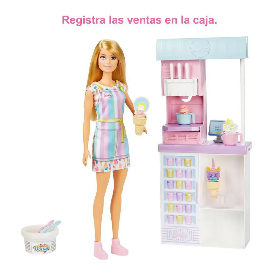 Barbie Set Heladería Con Muñeca 3