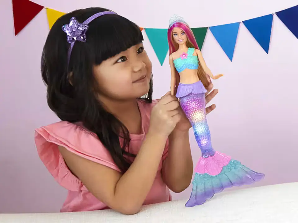 Barbie Fantasía Muñeca Sirena Luces Brillantes 4