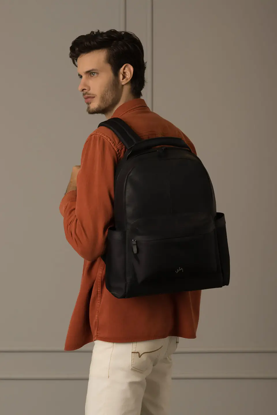 Morral Velez San Patricio de cuero y lona para hombre 2