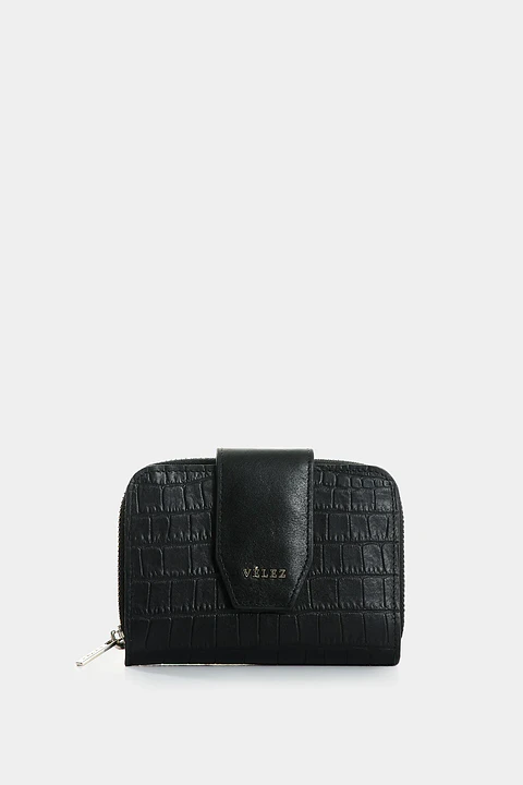 Billetera  Velez Hiedra de cuero para mujer grabado