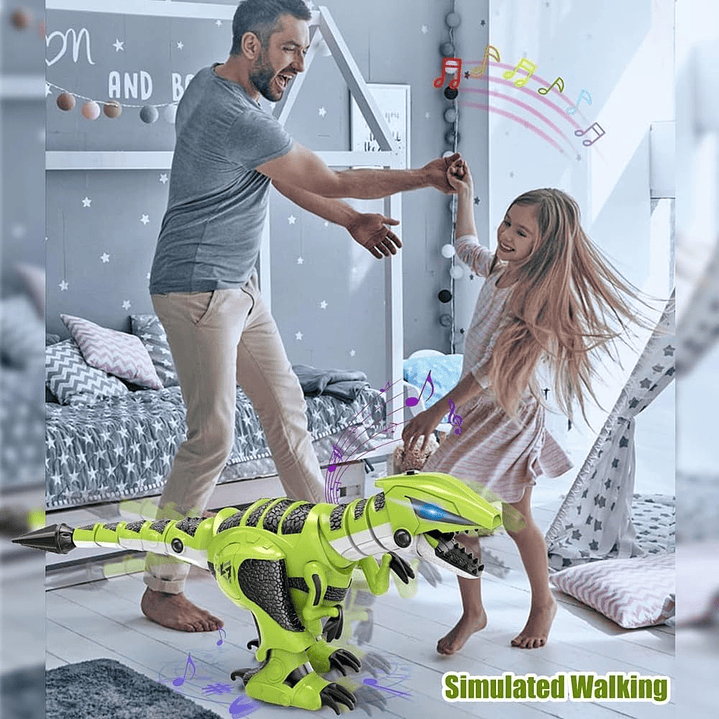 Juguete Dino Rc Inteligente Con Control Remoto Verde Dinosaurio 4