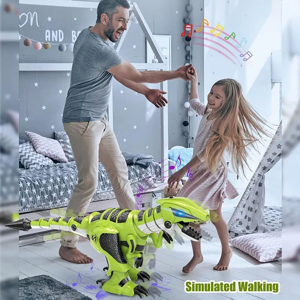 Juguete Dino Rc Inteligente Con Control Remoto Verde Dinosaurio 4