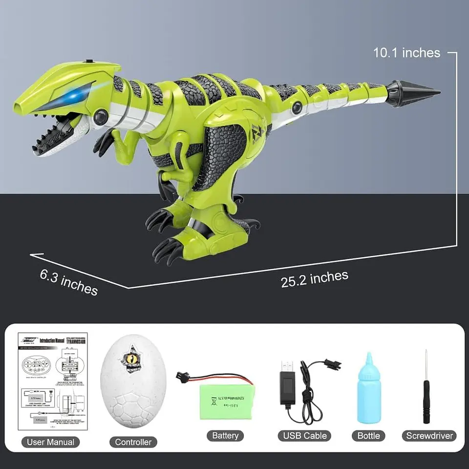 Juguete Dino Rc Inteligente Con Control Remoto Verde Dinosaurio 5