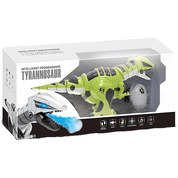 Juguete Dino Rc Inteligente Con Control Remoto Verde Dinosaurio 6