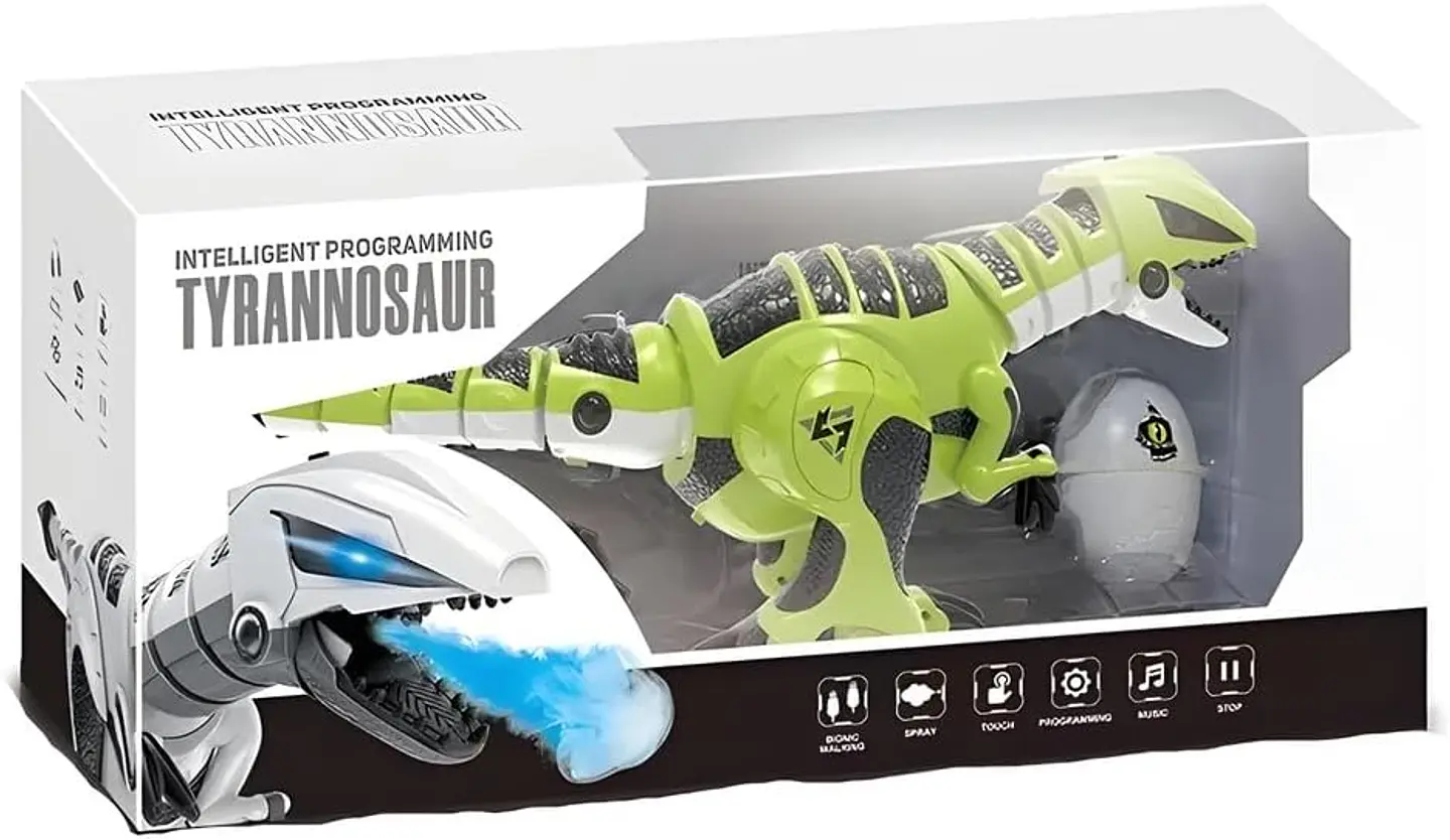 Juguete Dino Rc Inteligente Con Control Remoto Verde Dinosaurio 6