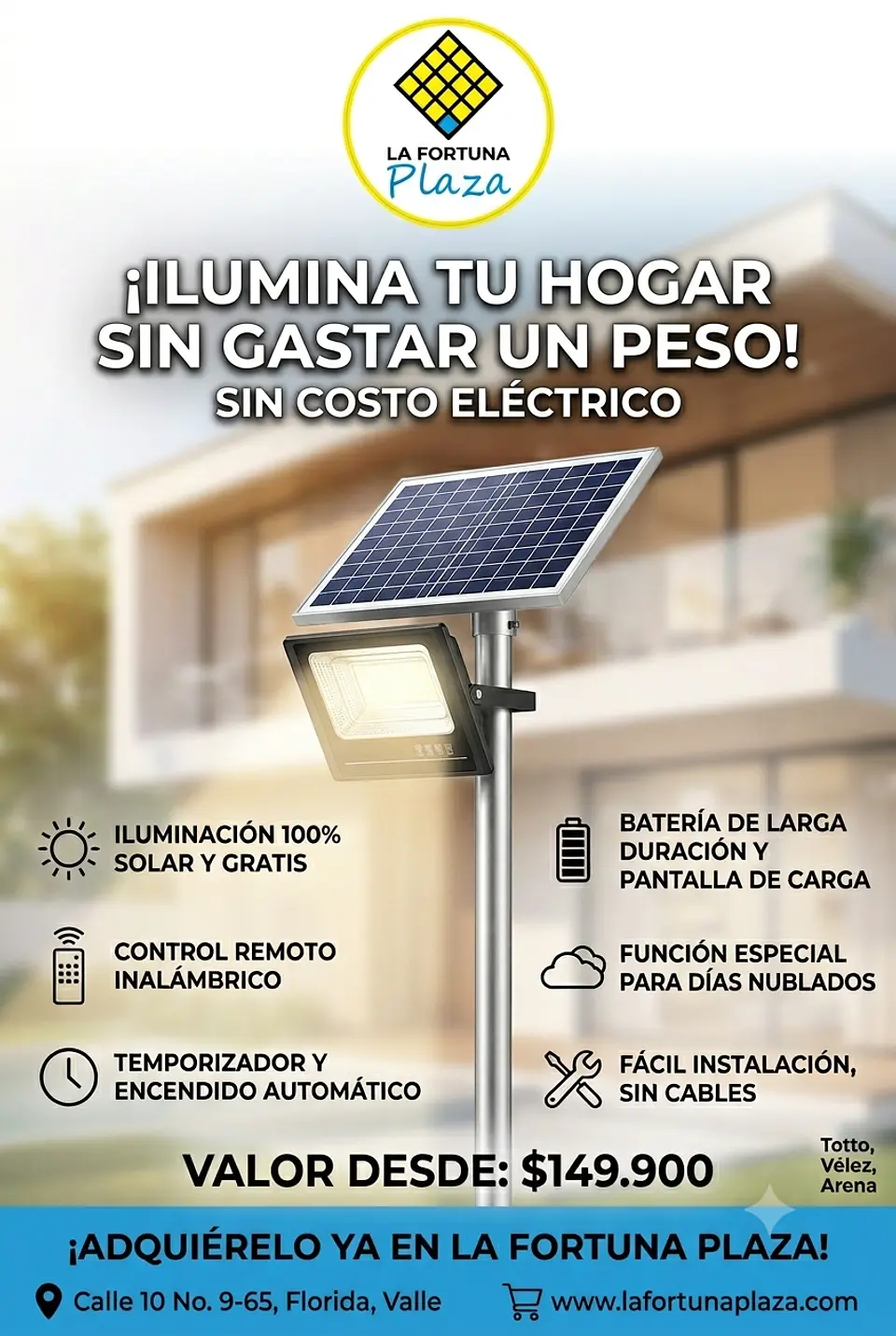 Reflector Solar LED de Alta Potencia con Control Remoto y Panel Independiente 1
