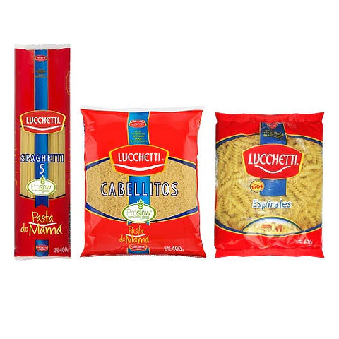 Fideos Luchetti 400grs - manga de 20 unidades ( hasta 2 variedades por manga)