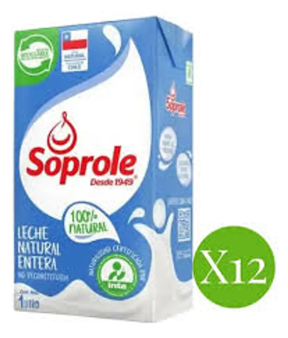 Leche Entera Soprole 1 lt - caja de 12 unidades  1
