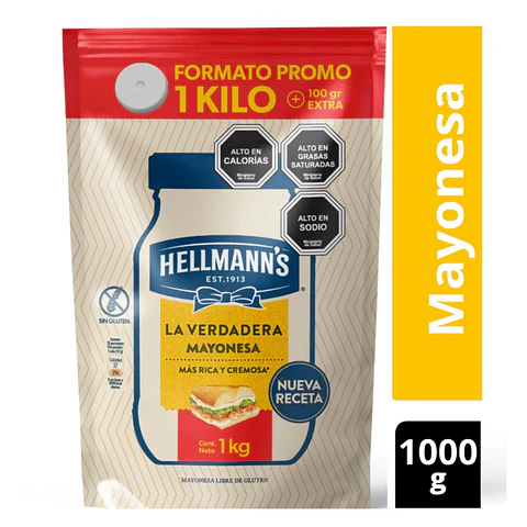 Mayonesa Hellmann's 1 kilo - caja de 12 unidades 