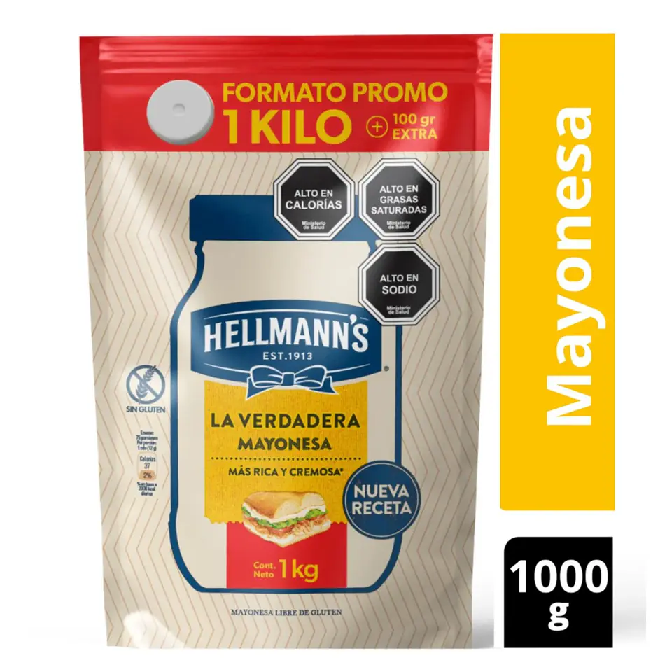Mayonesa Hellmann's 1 kilo - caja de 12 unidades  1