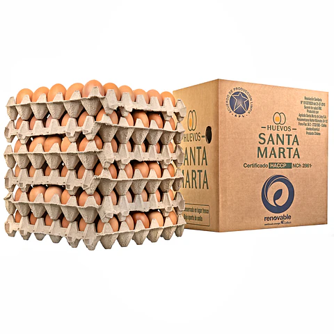 Huevos Santa Marta Extra Color caja de 6 Bandejas de 30 unidades ( 180 huevos)