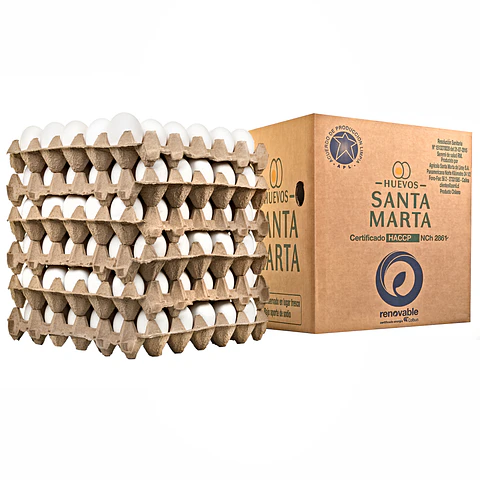 Huevos Santa Segunda Blanco caja de 6 Bandejas de 30 unidades ( 180 huevos)