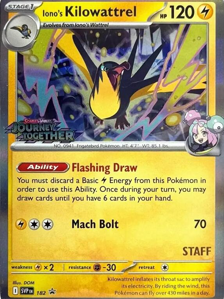 Iono's Kilowattrel (Prerelease) [Staff] #182 1