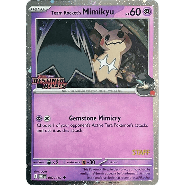 Team Rocket's Mimikyu (Prerelease) [Staff] #087 1