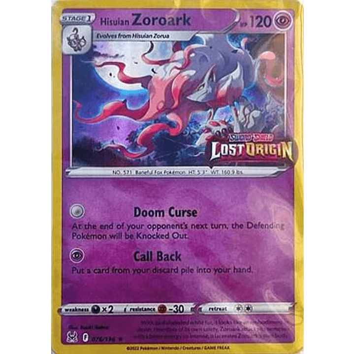 Hisuian Zoroark - 076/196 (Lost Origin Stamped) #076 1