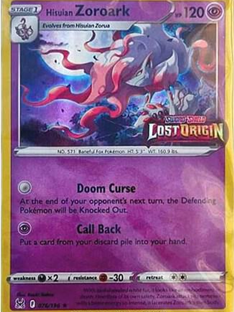 Hisuian Zoroark - 076/196 (Lost Origin Stamped) #076 1