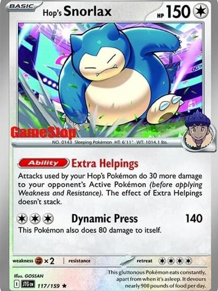 Hop's Snorlax - 117/159 (GameStop) (Cosmos Holo) #117 1