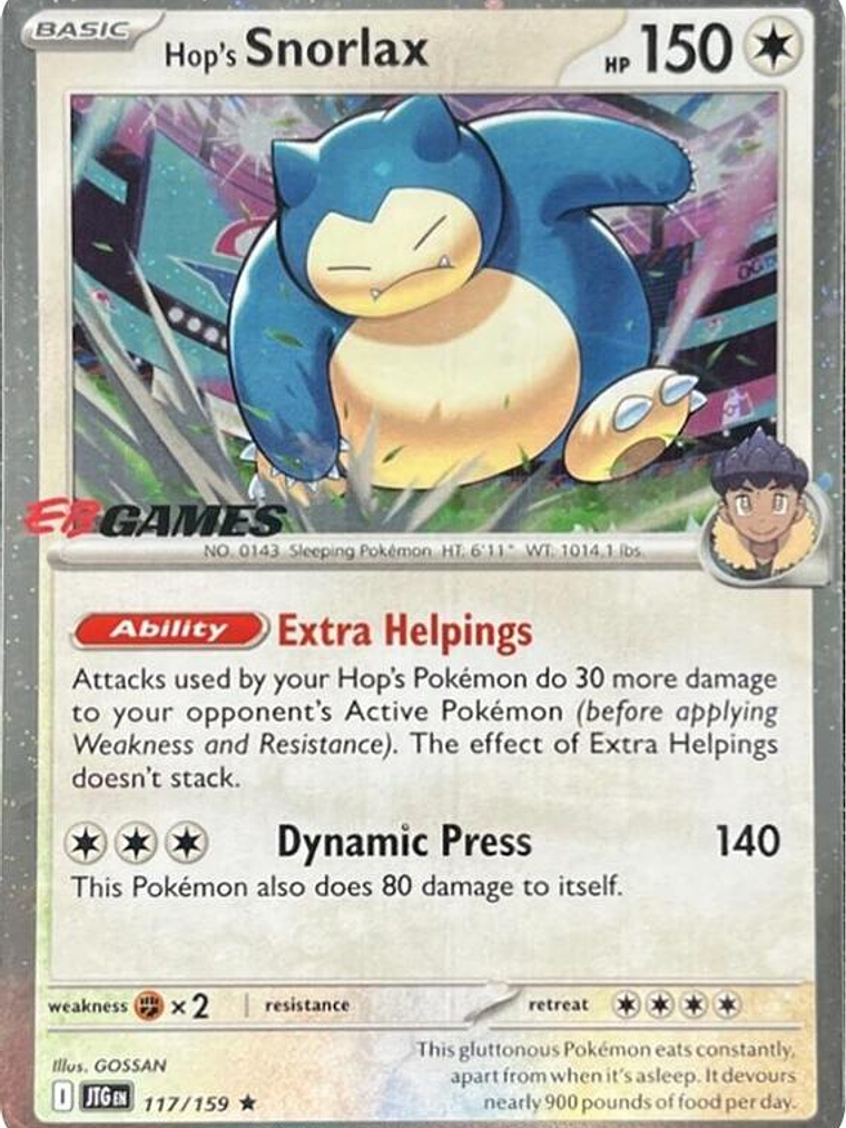 Hop's Snorlax - 117/159 (EB Games) (Cosmos Holo) #117 1