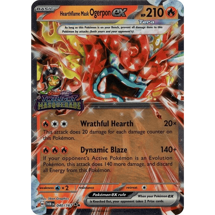 Hearthflame Mask Ogerpon ex (Twilight Masquerade Stamp) #040 1