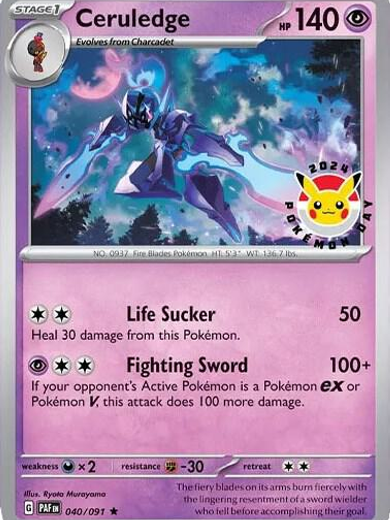 Ceruledge (Pokemon Day 2024) (Cosmos Holo) #040 1