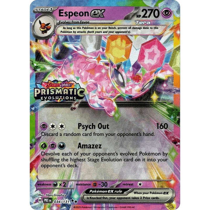 Espeon ex - 034/131 (Prismatic Evolutions Stamp) #034 1