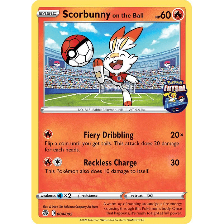 Scorbunny on the Ball - 004/005 (Pokemon Futsal) #004 1