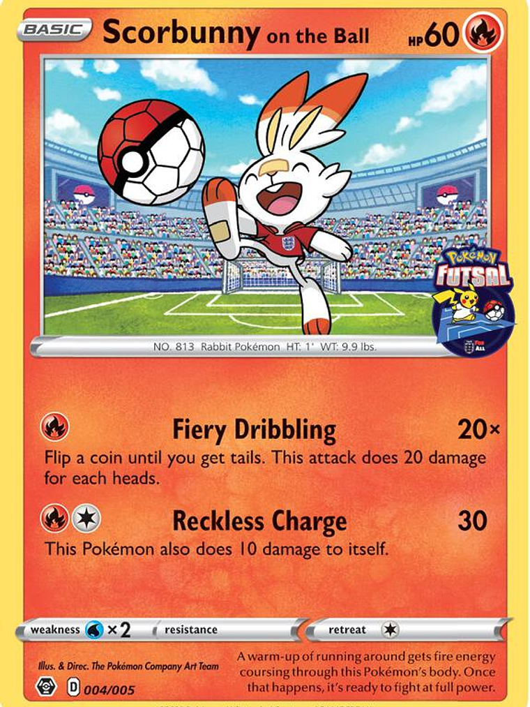 Scorbunny on the Ball - 004/005 (Pokemon Futsal) #004 1
