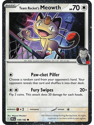 Team Rocket's Meowth (Cosmos Holo) #149