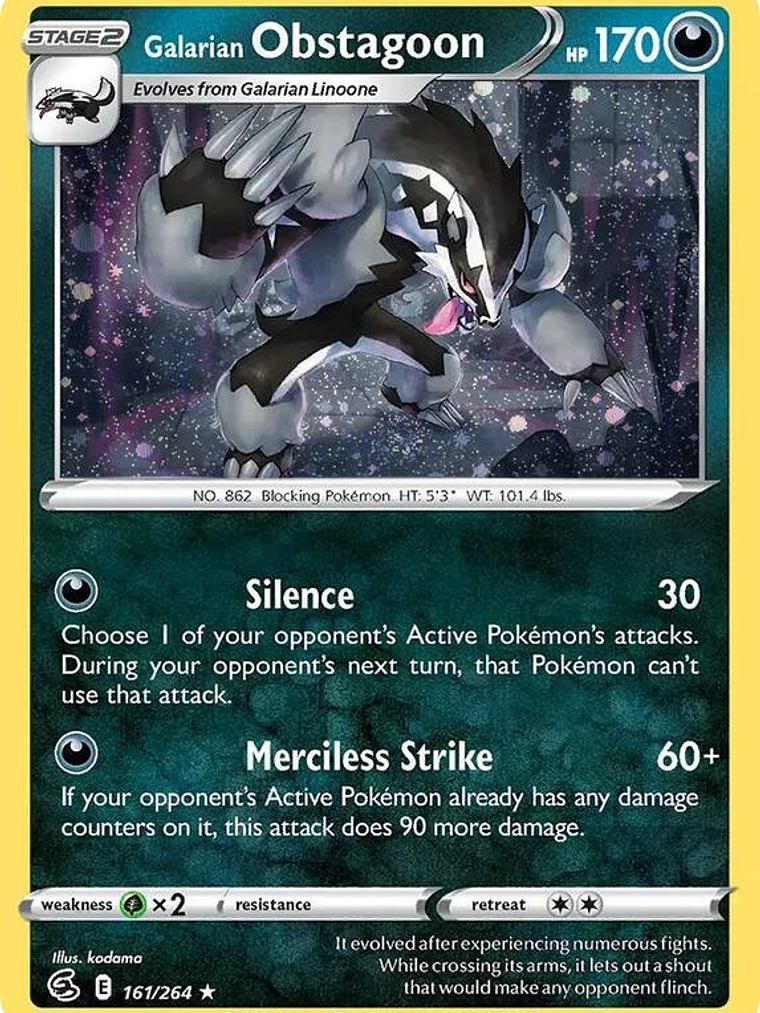Galarian Obstagoon (Cosmos Holo) #161 1
