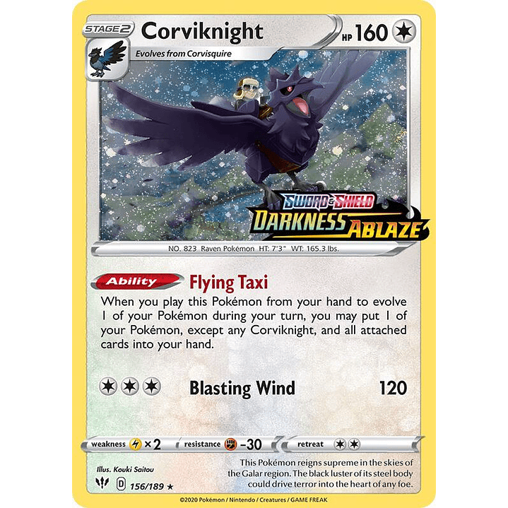 Corviknight - 156/189 (Darkness Ablaze Stamped) #156 1