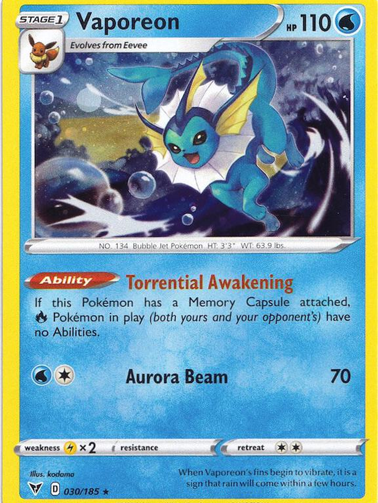 Vaporeon - 030/185 (Cosmos Holo) #030 1