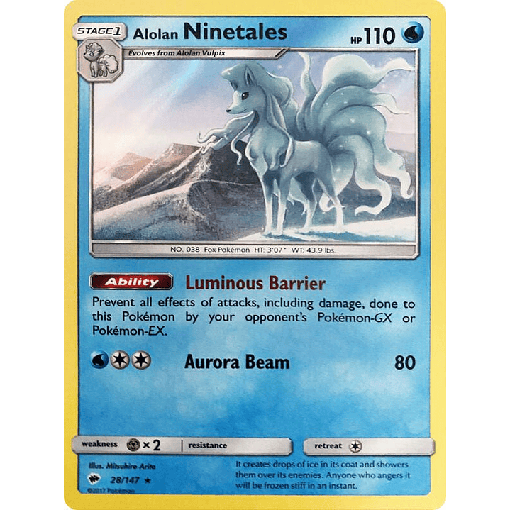 Alolan Ninetales - 28/147 (Water Web Holo) #028 1