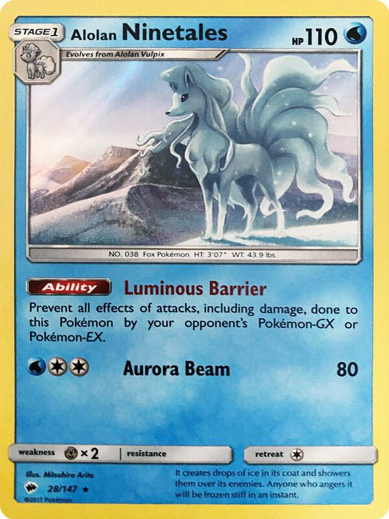 Alolan Ninetales - 28/147 (Water Web Holo) #028 1