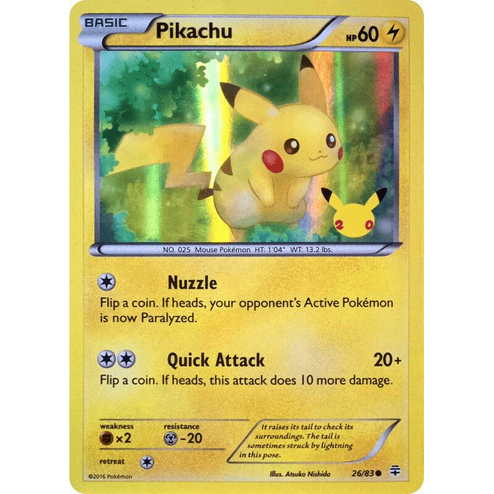 Pikachu - 26/83 (20th Anniversary) #026 1