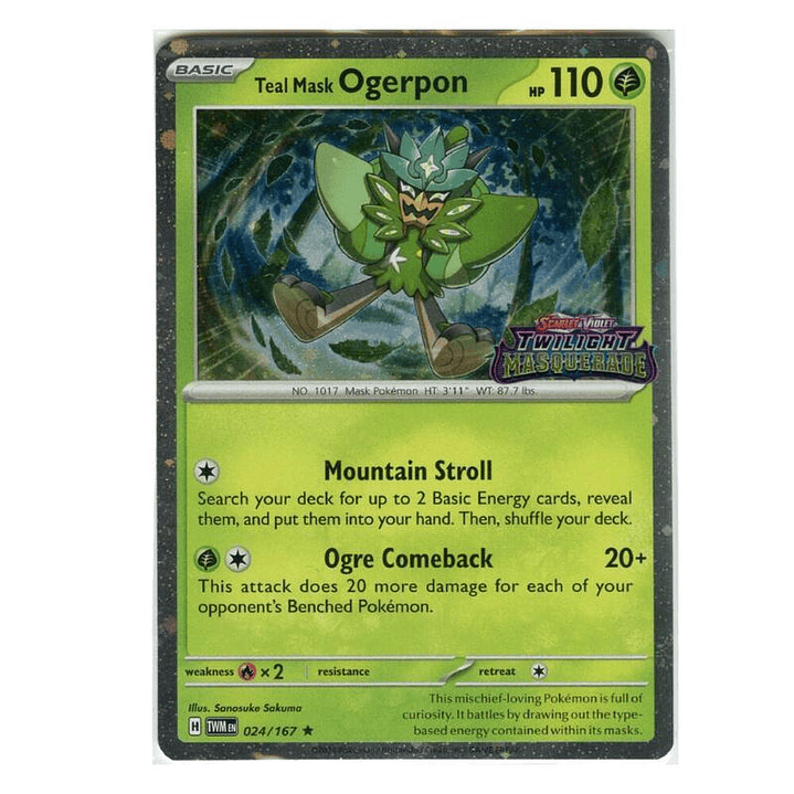 Teal Mask Ogerpon (Twilight Masquerade Stamp) #024 1
